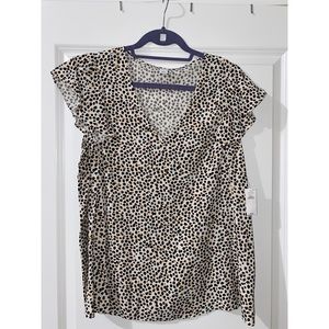 NWT Old Navy Animal Print Cap Sleeve Blouse size L